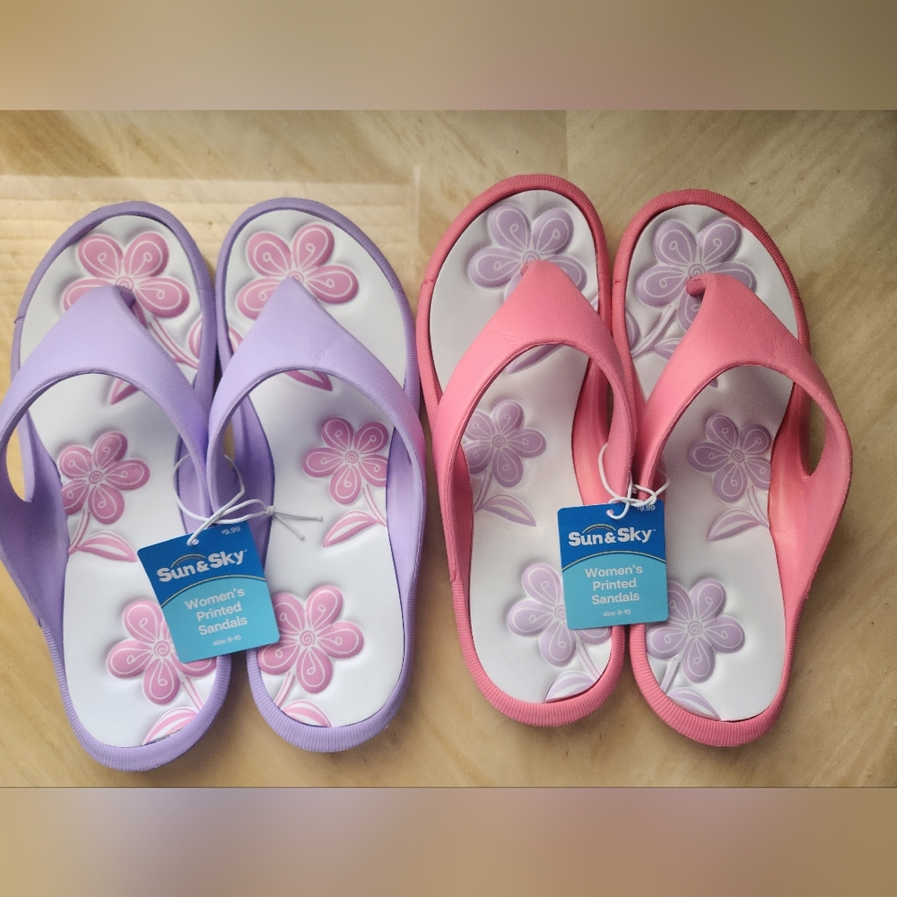 Women's Pink and Purple Sandals Two Pack
